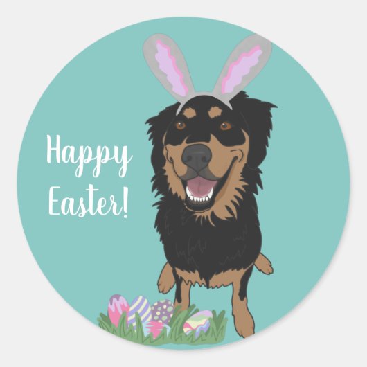 Maßgeschneiderte Rottweiler Mix Osterfeier Runder Aufkleber (Vorderseite)