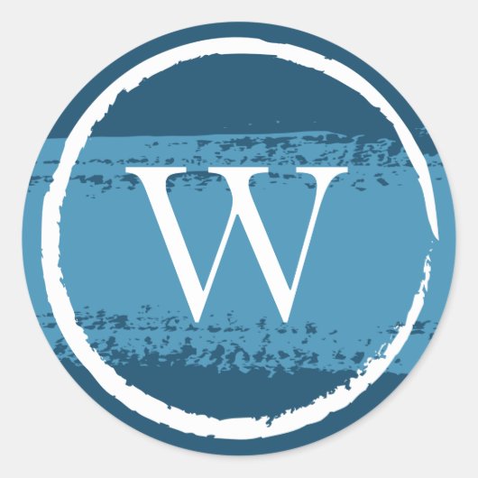 Maßgeschneiderte Round Monogram Stickers | Blau un (Vorderseite)