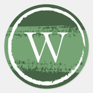 Maßgeschneiderte Round Monogram Stickers   Grün un
