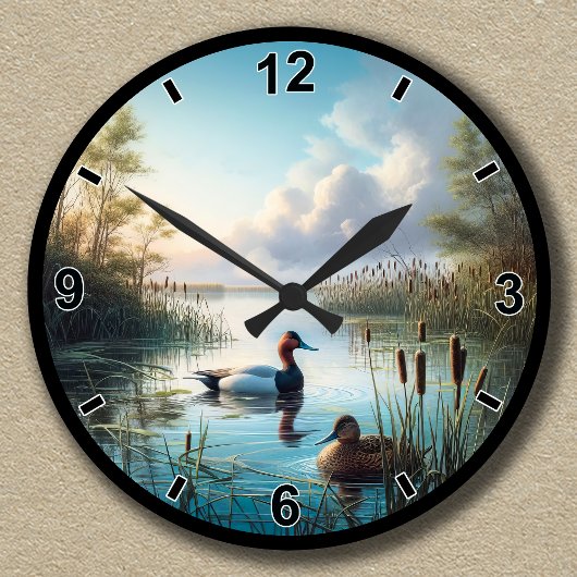 Maßgeschneiderte, ruhige Feuchtland Kanvasback Duc Runde Wanduhr
