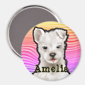 Maßgeschneiderte runde Magnet-Regenbogen-Welpen. Magnet (Vorderseite/Rückseite)