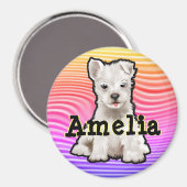 Maßgeschneiderte runde Magnet-Regenbogen-Welpen. Magnet (Vorderseite/Rückseite)