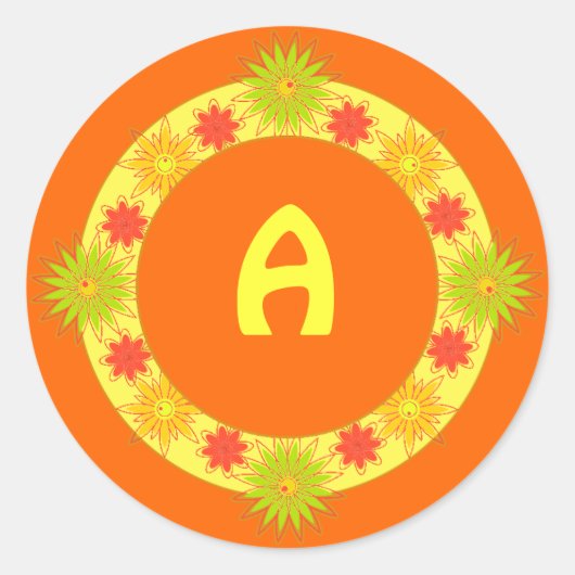 Maßgeschneiderte Rundkleber mit gelben Blumen Runder Aufkleber (Vorderseite)