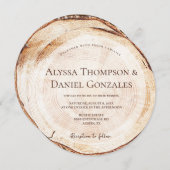 Maßgeschneiderte rustikale Hochzeitsholzschnitt Einladung (Vorne/Hinten)