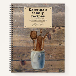 Maßgeschneiderte rustikale Holzküchenutensilien Fa Notizblock