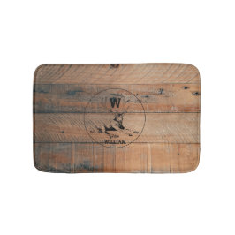 Maßgeschneiderte rustikale Holztextur & Hirschmono Badematte