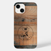 Maßgeschneiderte rustikale Holztextur & Hirschmono Case-Mate iPhone Hülle (Rückseite)