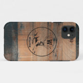 Maßgeschneiderte rustikale Holztextur & Hirschmono Case-Mate iPhone Hülle (Rückseite (Horizontal))