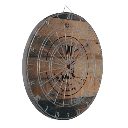 Maßgeschneiderte rustikale Holztextur & Hirschmono Dartscheibe (Vorderseite Links)