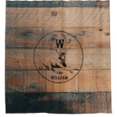 Maßgeschneiderte rustikale Holztextur & Hirschmono Duschvorhang (Vorderseite)