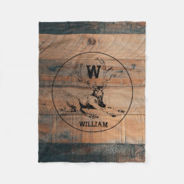 Maßgeschneiderte rustikale Holztextur & Hirschmono Fleecedecke