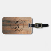 Maßgeschneiderte rustikale Holztextur & Hirschmono Gepäckanhänger (Vorderseite horizontal)