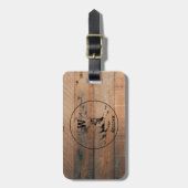 Maßgeschneiderte rustikale Holztextur & Hirschmono Gepäckanhänger (Vorderseite vertikal)