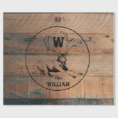 Maßgeschneiderte rustikale Holztextur & Hirschmono Geschenkpapier (Flach)