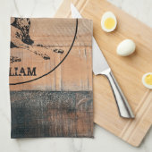 Maßgeschneiderte rustikale Holztextur & Hirschmono Geschirrtuch (Viertel Falte)