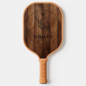 Maßgeschneiderte rustikale Holztextur & Hirschmono Pickleball Schläger (Vorderseite)