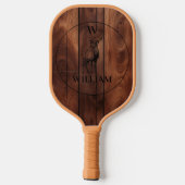 Maßgeschneiderte rustikale Holztextur & Hirschmono Pickleball Schläger (Rückseite)