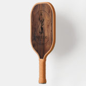 Maßgeschneiderte rustikale Holztextur & Hirschmono Pickleball Schläger (Links)