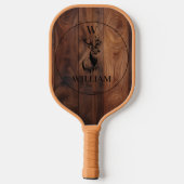 Maßgeschneiderte rustikale Holztextur & Hirschmono Pickleball Schläger (Rückseite)