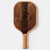 Maßgeschneiderte rustikale Holztextur & Hirschmono Pickleball Schläger (Rückseite)