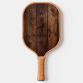 Maßgeschneiderte rustikale Holztextur & Hirschmono Pickleball Schläger (Rückseite)