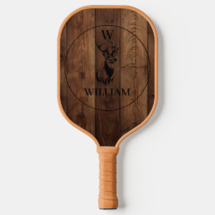Maßgeschneiderte rustikale Holztextur & Hirschmono Pickleball Schläger