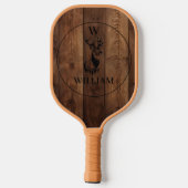Maßgeschneiderte rustikale Holztextur & Hirschmono Pickleball Schläger (Rückseite)