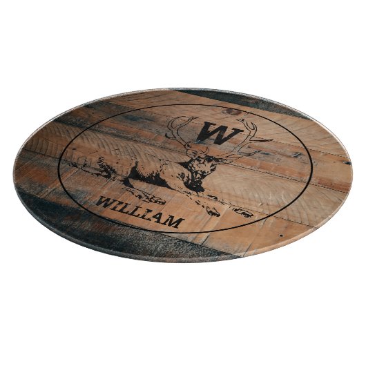 Maßgeschneiderte rustikale Holztextur & Hirschmono Schneidebrett (Ecke)