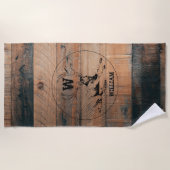 Maßgeschneiderte rustikale Holztextur & Hirschmono Strandtuch (Vorderseite)