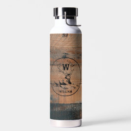 Maßgeschneiderte rustikale Holztextur & Hirschmono Trinkflasche