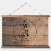 Maßgeschneiderte rustikale Holztextur & Hirschmono Wandteppich Mit Holzrahmen (Vorne)