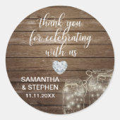 Maßgeschneiderte Rustikale Mason Jars Wood Hearts  Runder Aufkleber (Vorderseite)