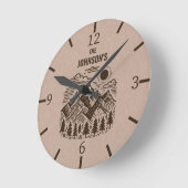 Maßgeschneiderte Rustikale Moderne Berge Runde Wanduhr (Winkel)