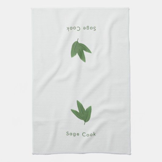 Maßgeschneiderte Sage Cook, Grüne Blätter Kunst Geschirrtuch (Vertikal)