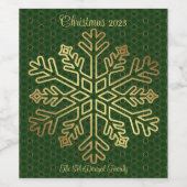Maßgeschneiderte Sage Green & Gold Snowflake Weinetikett (Einzelnes Label)