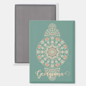 Maßgeschneiderte Sage & Sand Retro Ornamental Mand Magnet (Vorderseite/Rückseite)