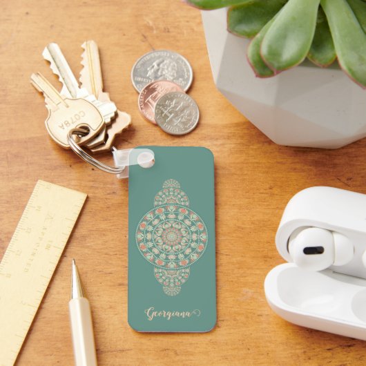 Maßgeschneiderte Sage & Sand Retro Ornamental Mand Schlüsselanhänger (Schreibtisch)