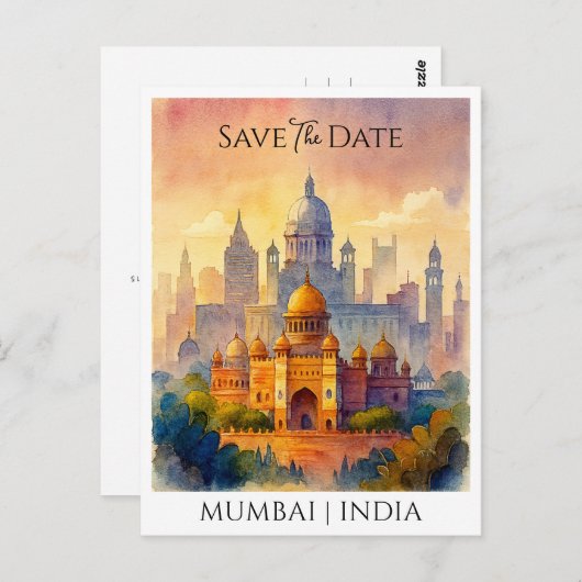 Maßgeschneiderte Save the Date Mumbai India Wasser Postkarte (Vorne/Hinten)