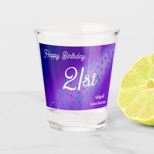Maßgeschneiderte Schmetterlinge 21. Shot Glass Schnapsglas (Vorderseite)