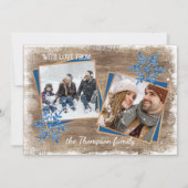 Maßgeschneiderte Schneeflocken und Holzplanen Feiertagskarte (Vorderseite)