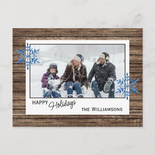 Maßgeschneiderte Schneeflocken und Holzplanen Postkarte (Vorderseite)