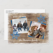 Maßgeschneiderte Schneeflocken und Holzplanen Postkarte (Vorne/Hinten)