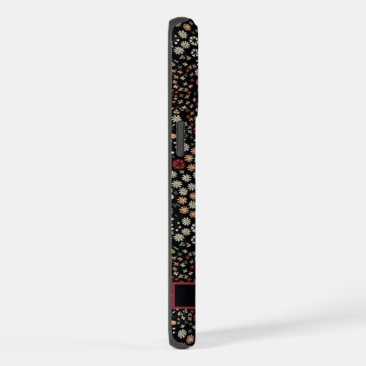 Maßgeschneiderte Schwarz-Blüten-Rot-Gelb-Blüten iPhone Hülle (Rechte Seite)