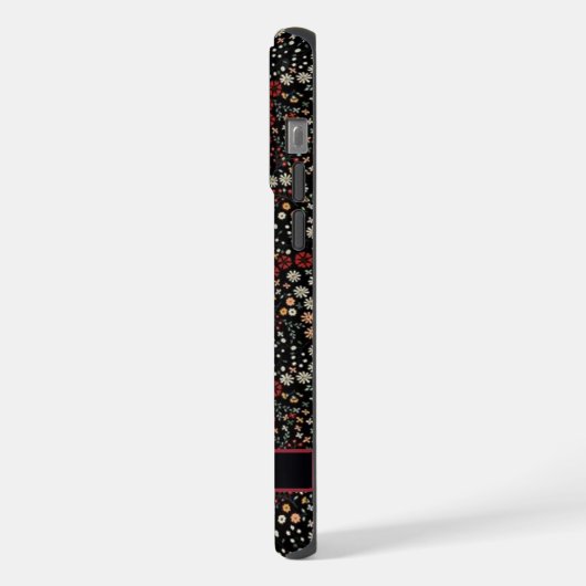 Maßgeschneiderte Schwarz-Blüten-Rot-Gelb-Blüten iPhone Hülle (Linke Seite)