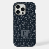 Maßgeschneiderte Schwarz-Floral Dunkelgrau-weiße B iPhone Hülle (Rückseite)