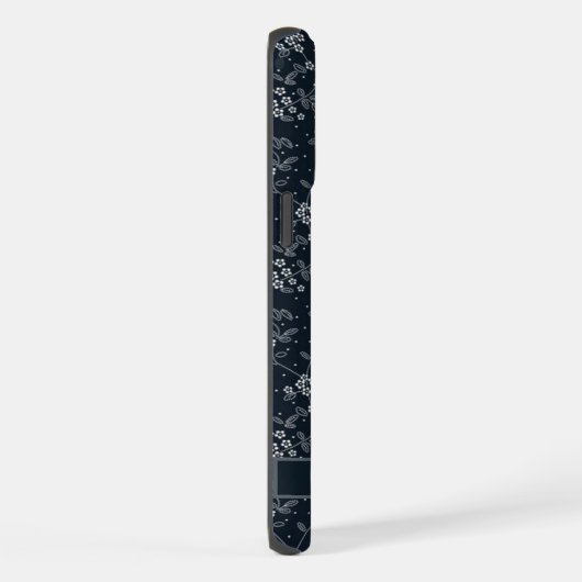 Maßgeschneiderte Schwarz-Floral Dunkelgrau-weiße B iPhone Hülle (Rechte Seite)