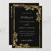 Maßgeschneiderte Schwarz-Gold-Einladungs-Vorlage (Vorne/Hinten)