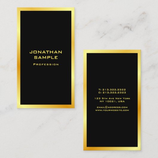 Maßgeschneiderte Schwarz-Gold-Vorlage Visitenkarte (Vorne/Hinten)