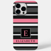Maßgeschneiderte schwarz-rosa-graue Streifen Case-Mate iPhone Hülle (Rückseite)