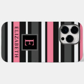 Maßgeschneiderte schwarz-rosa-graue Streifen Case-Mate iPhone Hülle (Rückseite (Horizontal))